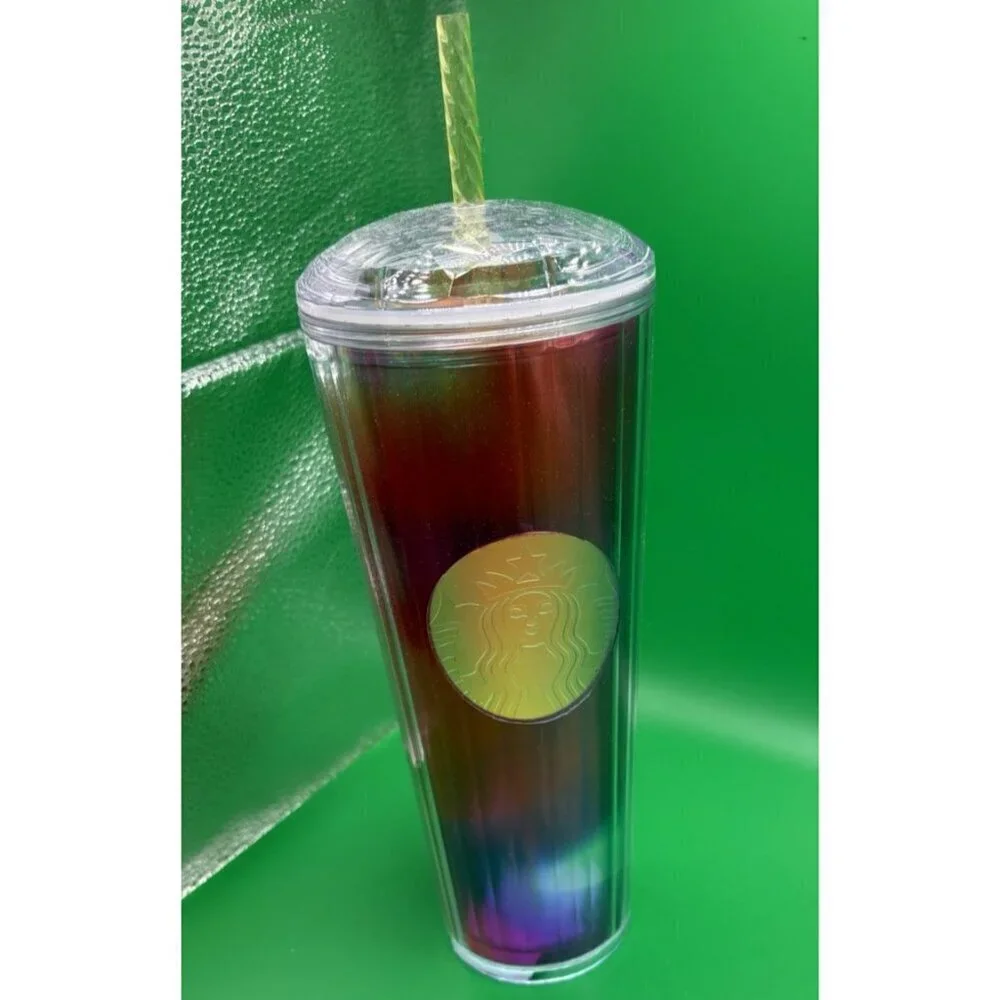 Starbucks Summer Rainbow Kaleidoscope dome Tumbler 24 OZ